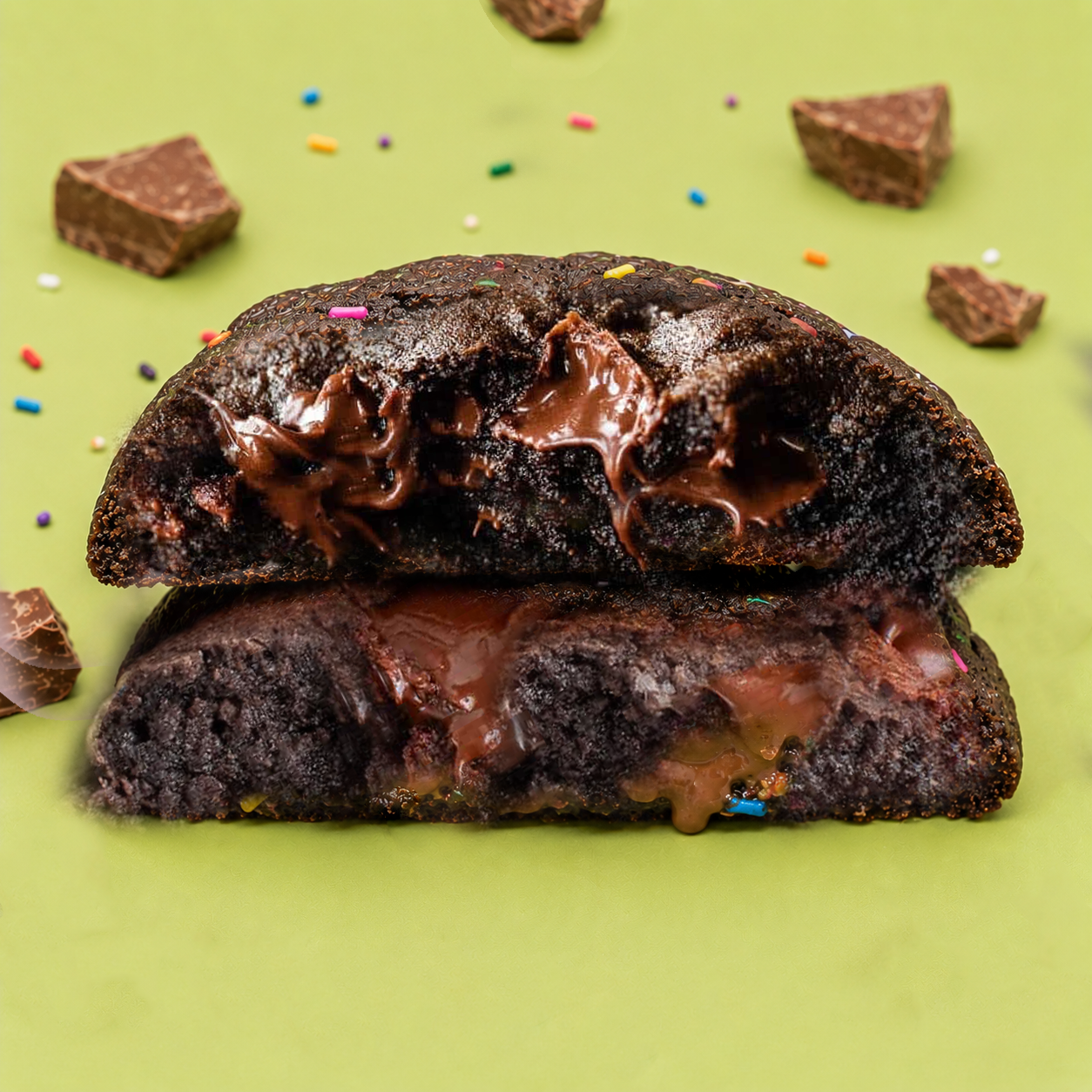 Chooki - Chocolate Celebration Sprinkle Cookie cookie split in half