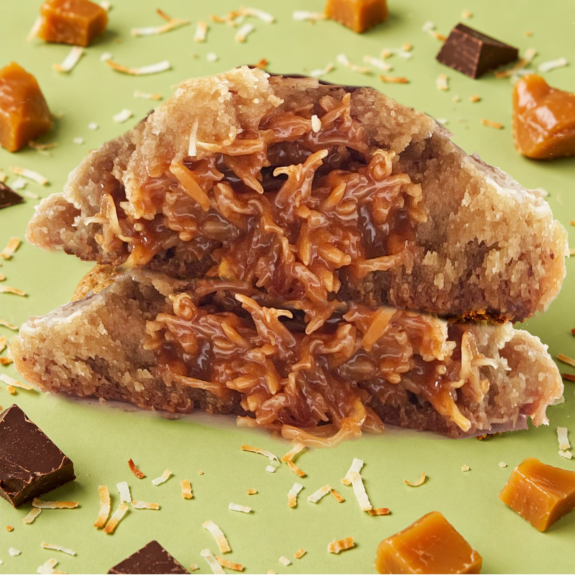 The Amigo — Coconut Dulce De Leche cookie split in half